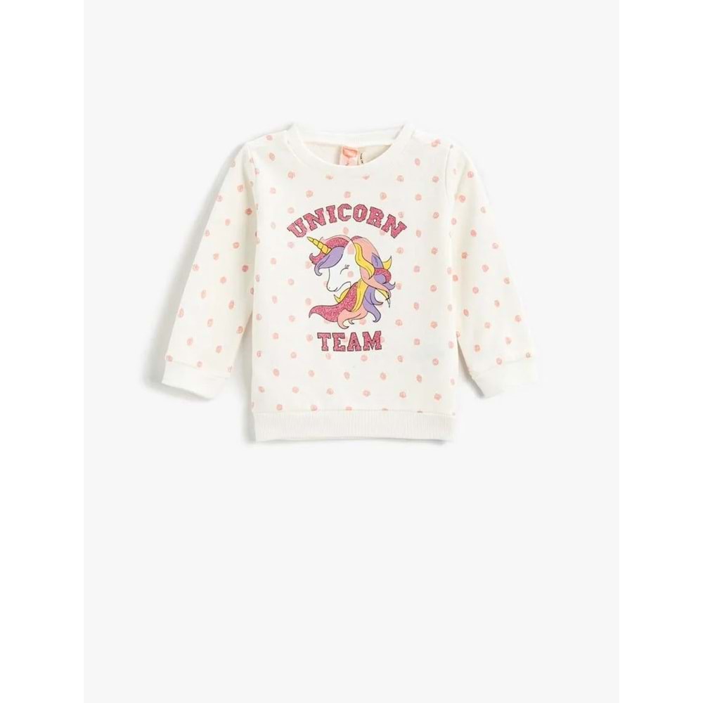 Kız Bebek Giyim Sweatshirt 3WMG10010AK Ekru Desen