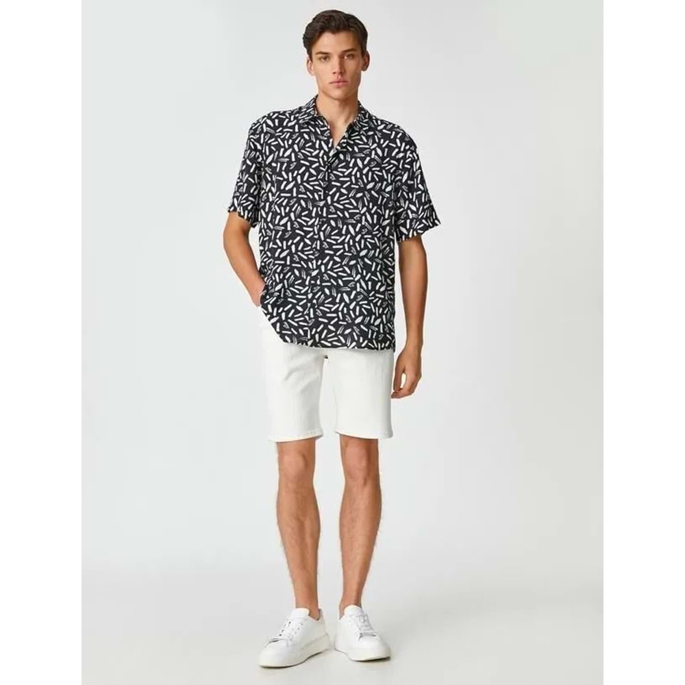 Erkek Giyim Gömlek 3SAM60149HW Siyah Desen