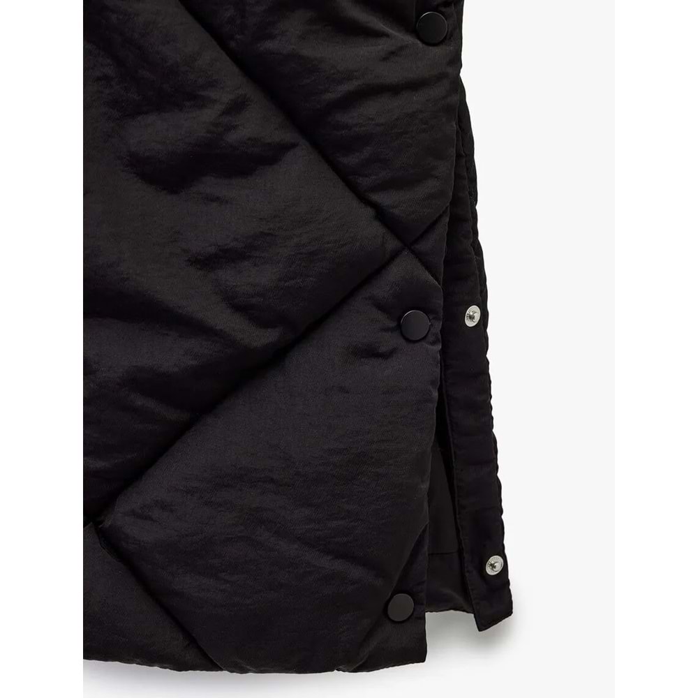 Kadın Giyim Kapüşonlu Fermuarlı Uzun Kollu Su İtici Ekstra Uzun Kapitone Oversize Şişme Anorak Mont - KOTON - 6WAK00011EW - SİYAH - 34