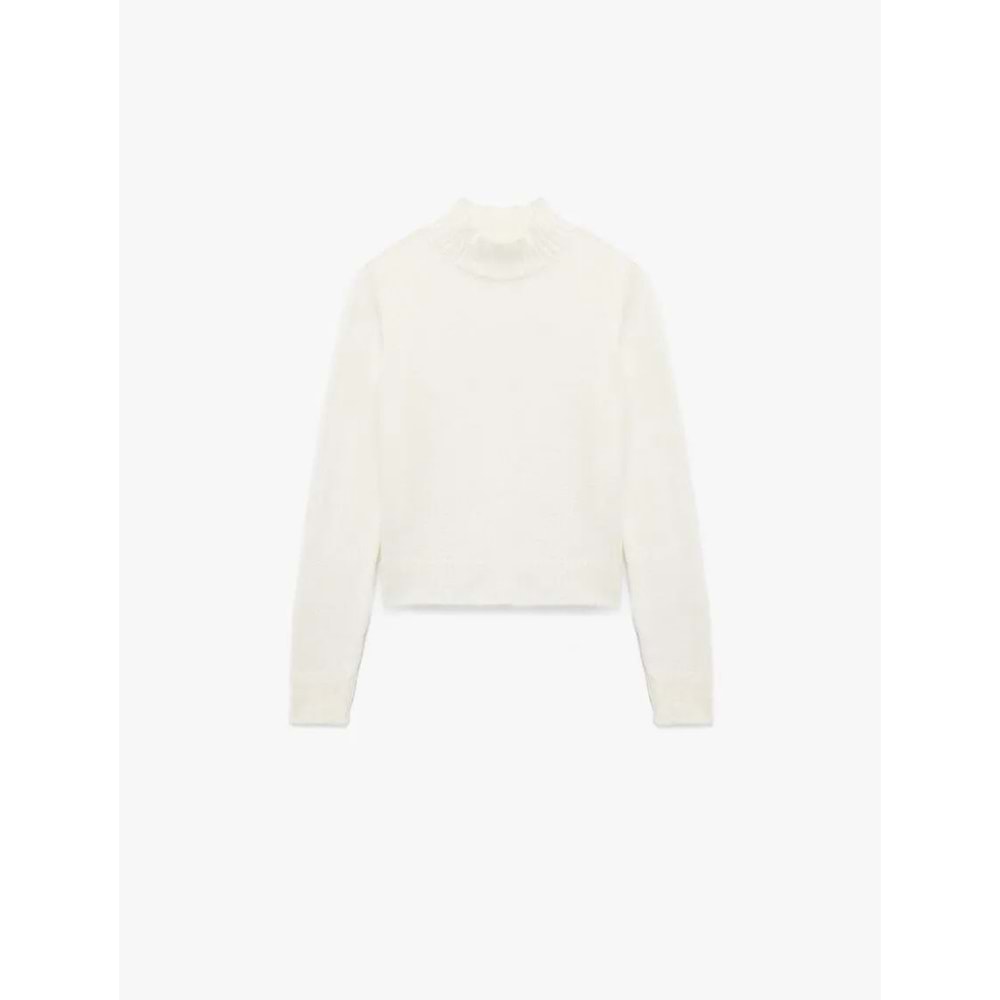 Kadın Giyim Yumuşak Dokulu Dik Yaka Uzun Kollu Triko Kazak - KOTON - 6WAK90026HT - EKRU - M