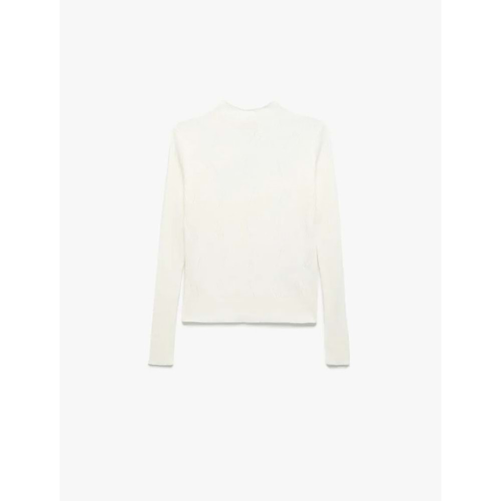 Kadın Giyim Regular Fit Uzun Kollu Hafif Dik Yaka Triko Kazak - KOTON - 6WAK90031HT - EKRU - M