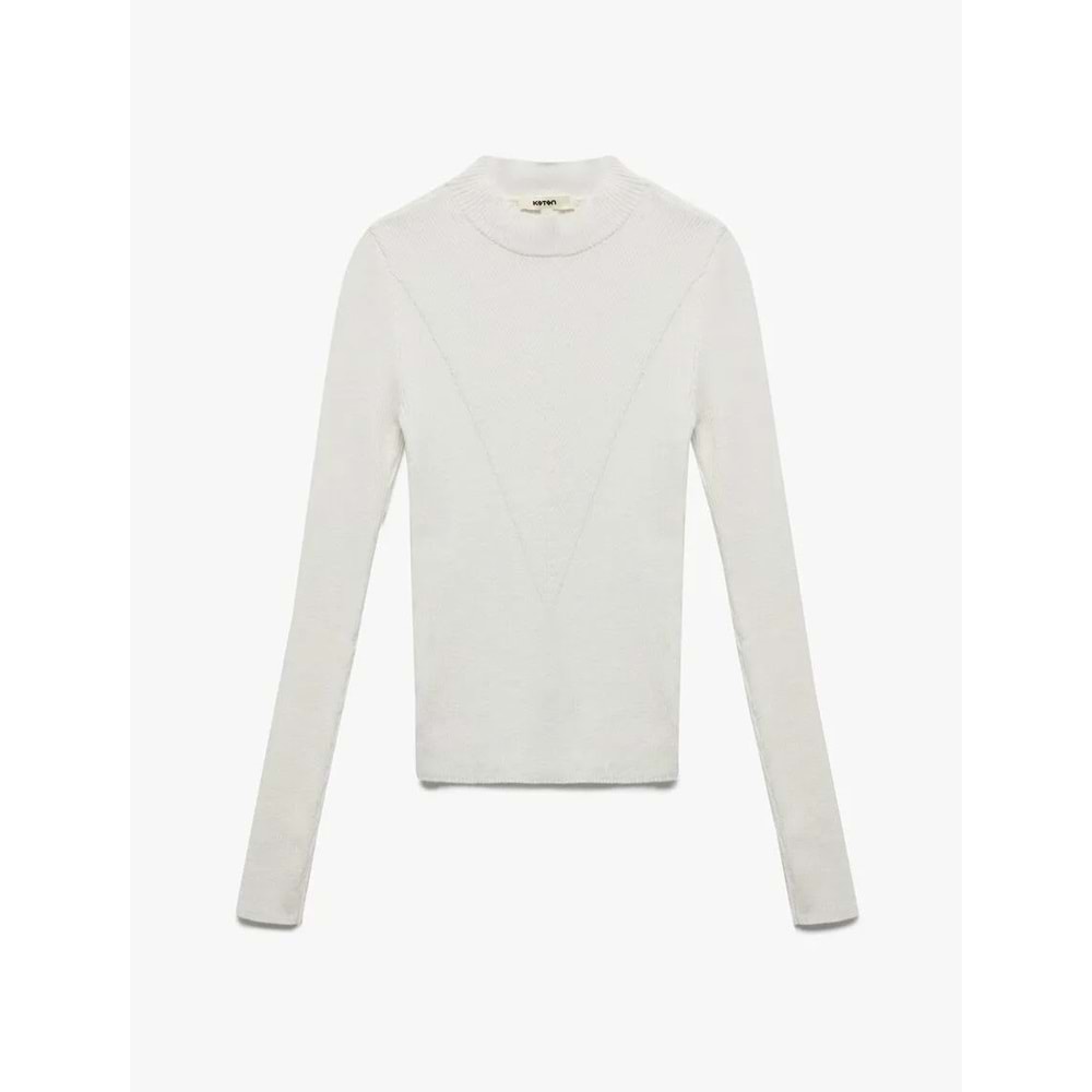 Kadın Giyim Hafif Dik Yaka Uzun Kollu Triko Kazak - KOTON - 6WAK90032HT - EKRU - M