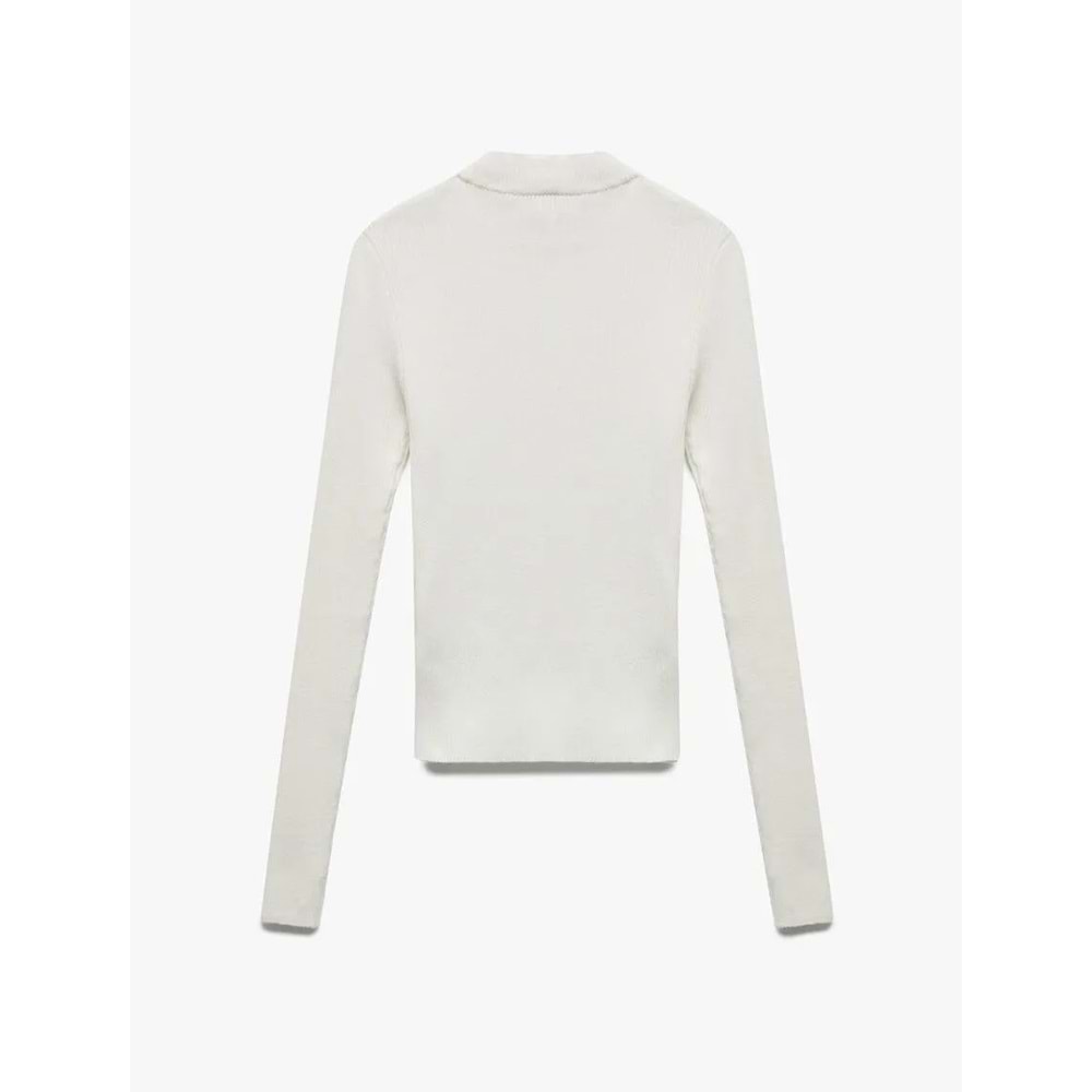 Kadın Giyim Hafif Dik Yaka Uzun Kollu Triko Kazak - KOTON - 6WAK90032HT - EKRU - S