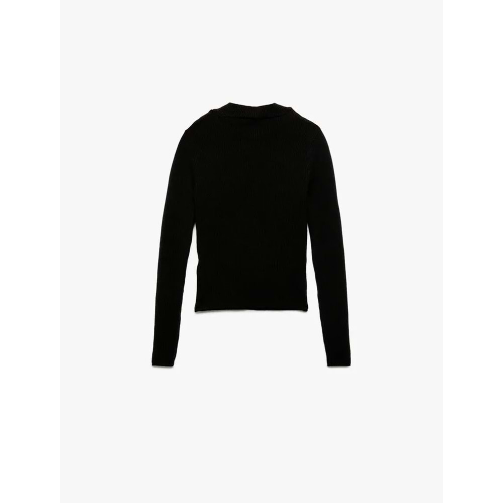 Kadın Giyim Hafif Dik Yaka Uzun Kollu Triko Kazak - KOTON - 6WAK90032HT - SİYAH - S