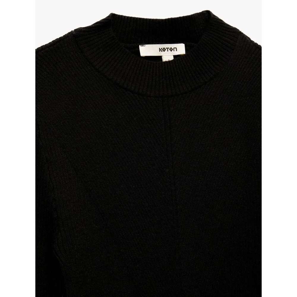 Kadın Giyim Hafif Dik Yaka Uzun Kollu Triko Kazak - KOTON - 6WAK90032HT - SİYAH - S
