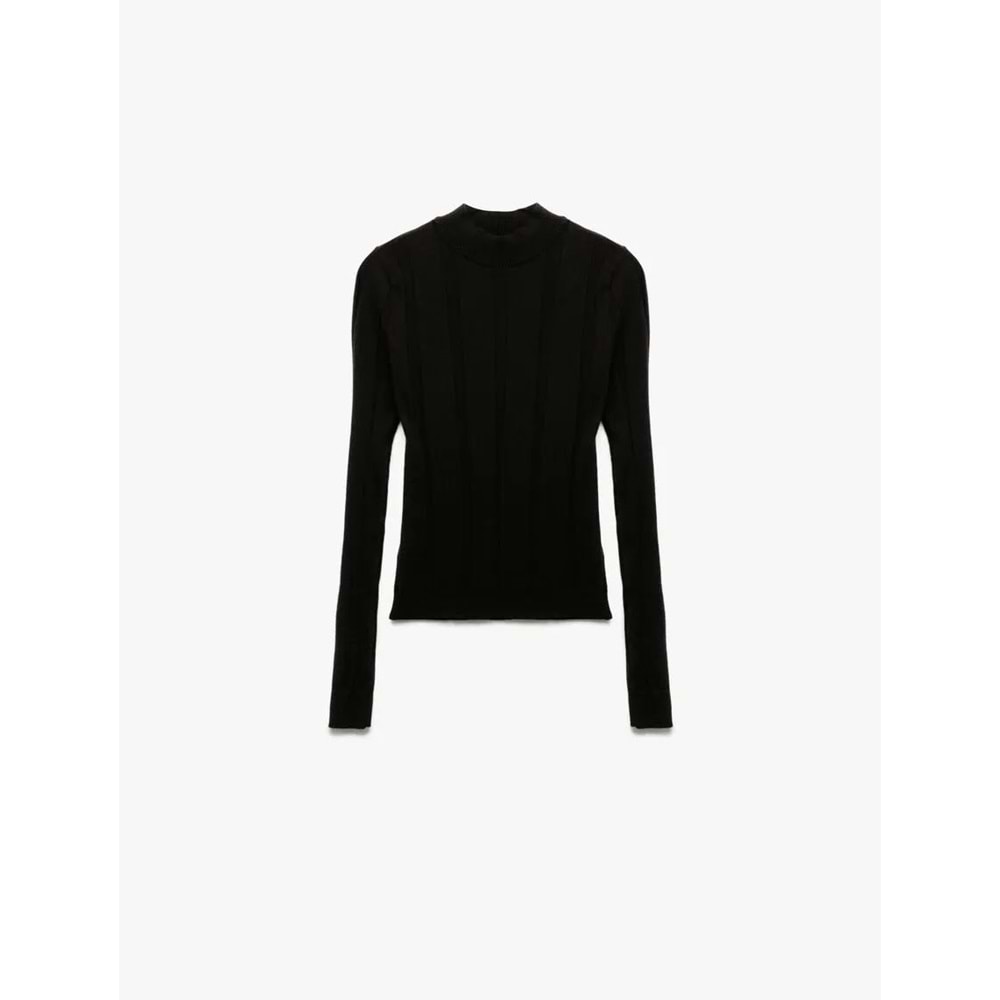 Kadın Giyim Dik Yaka Uzun Kollu Triko Kazak - KOTON - 6WAK90036HT - SİYAH - L