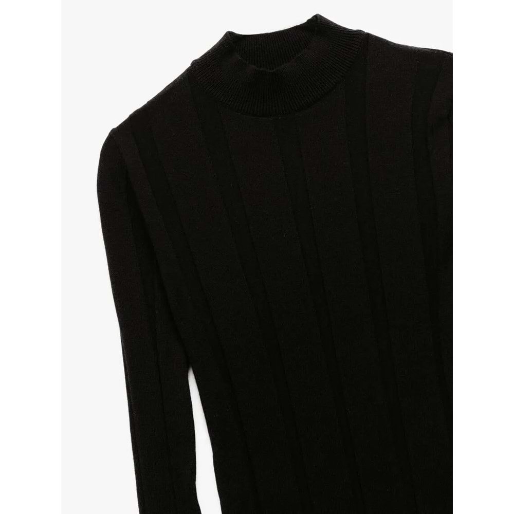 Kadın Giyim Dik Yaka Uzun Kollu Triko Kazak - KOTON - 6WAK90036HT - SİYAH - XL