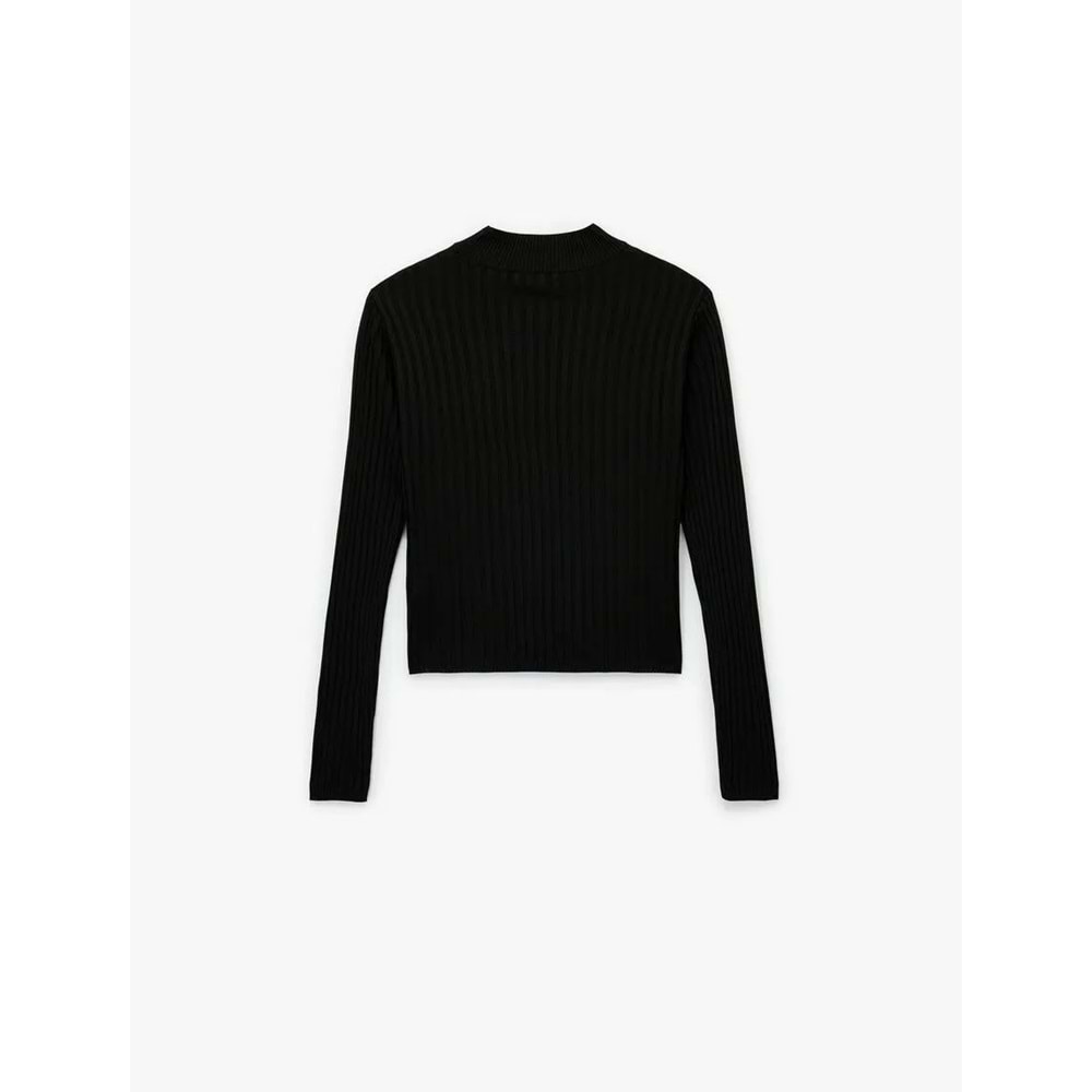 Kadın Giyim Uzun Kollu Dik Yaka Triko Kazak - KOTON - 6WAK90092HT - SİYAH - M