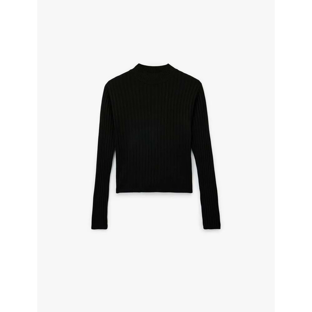 Kadın Giyim Uzun Kollu Dik Yaka Triko Kazak - KOTON - 6WAK90092HT - SİYAH - XL