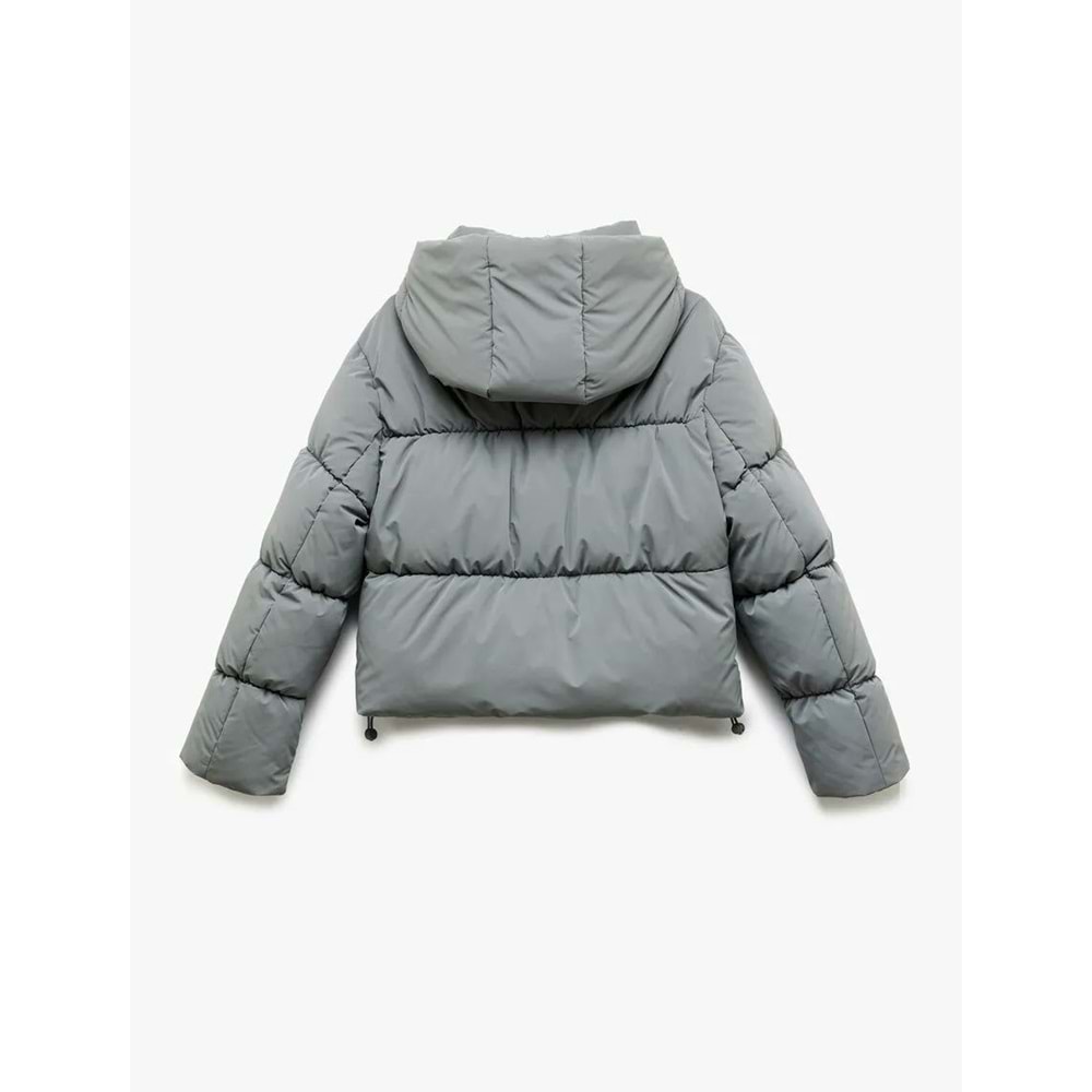 Kadın Giyim Cep Detaylı Fermuarlı Kapitone Su İtici Şişme Mont - KOTON - 6WAL20023IW - GRİ - 42