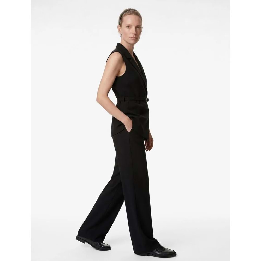 Kadın Giyim Regular Fit Kolsuz Kemerli Kruvaze Yaka Yelek - KOTON - 6SAK20009UW - SİYAH - 36