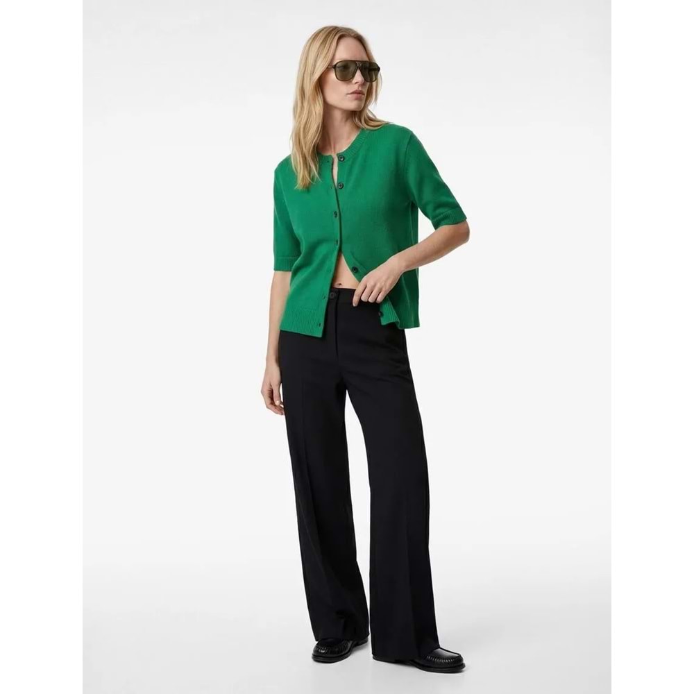 Kadın Giyim Standart Bel Cepli Düz Bol Paça Kumaş Pantolon - KOTON - 6SAK40144PW - SİYAH - 42