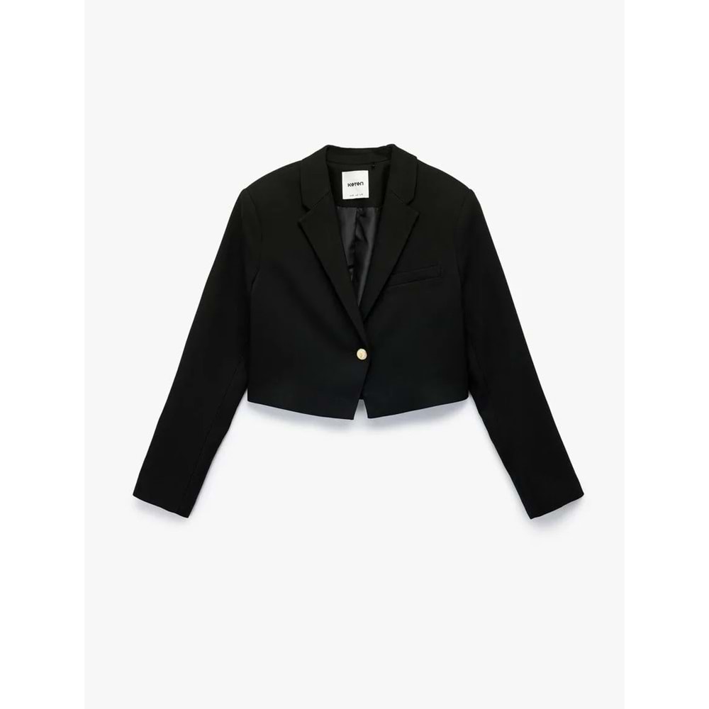 Kadın Giyim Uzun Kollu Kruvaze Düğmeli Crop Blazer Ceket - KOTON - 6SAK50023PW - SİYAH - 40