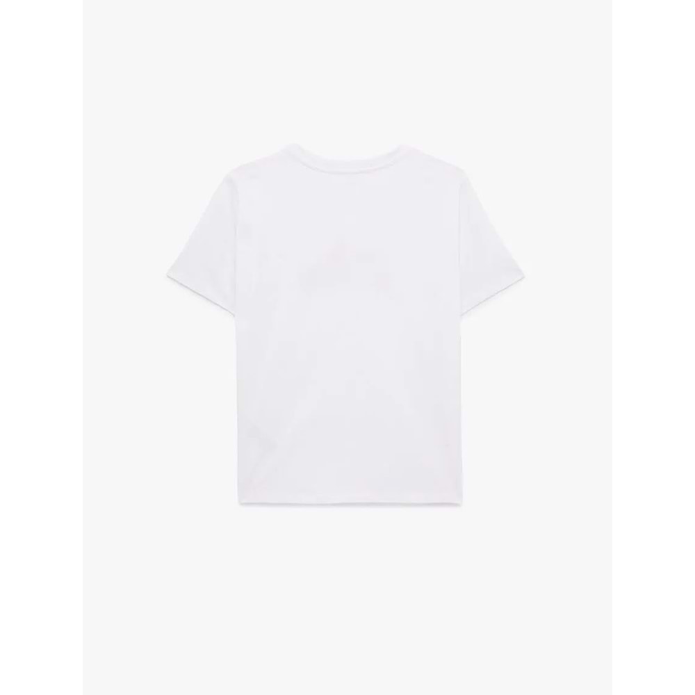 Kadın Giyim Pamuklu Kısa Kollu Bisiklet Yaka Karpuz ve Çilek Baskılı Tişört - KOTON - 6SAK50038EK - BEYAZ - XXL