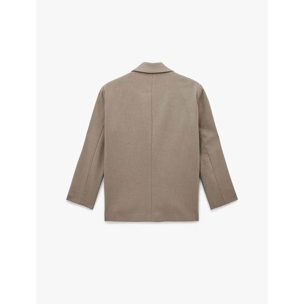 Kadın Giyim Uzun Kollu Viskon Karışımlı Düğmeli Cepli Kruvaze Yaka Blazer Ceket - KOTON - 6SAK50052UW - VİZON - 36