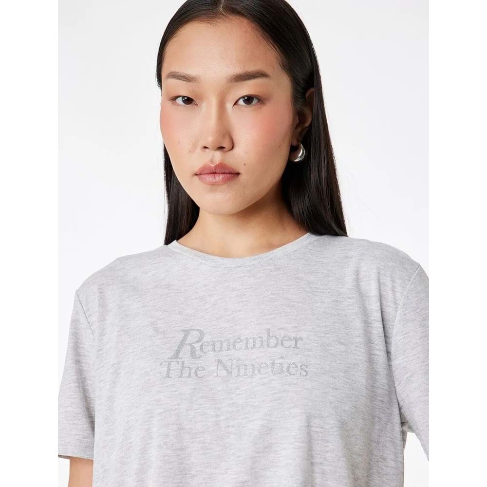 Kadın Giyim Tişört - KOTON - 6SAK50082EK - GRİ MELANJ - S