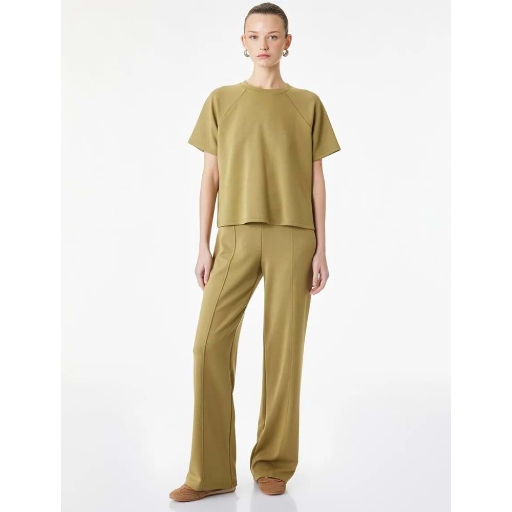 Kadın Giyim Modal Kumaş Kısa Kollu Bisiklet Yaka Tişört - KOTON - 6SAK50243EK - YEŞİL - M