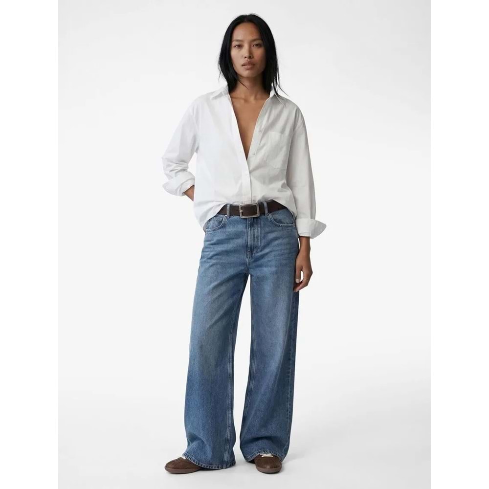 Kadın Giyim Regular Fit Pamuklu Uzun Kollu Poplin Gömlek - KOTON - 6SAK60117PW - BEYAZ - 34