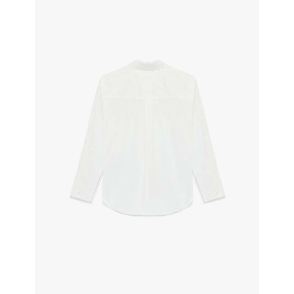 Kadın Giyim Regular Fit Pamuklu Uzun Kollu Poplin Gömlek - KOTON - 6SAK60117PW - BEYAZ - 34