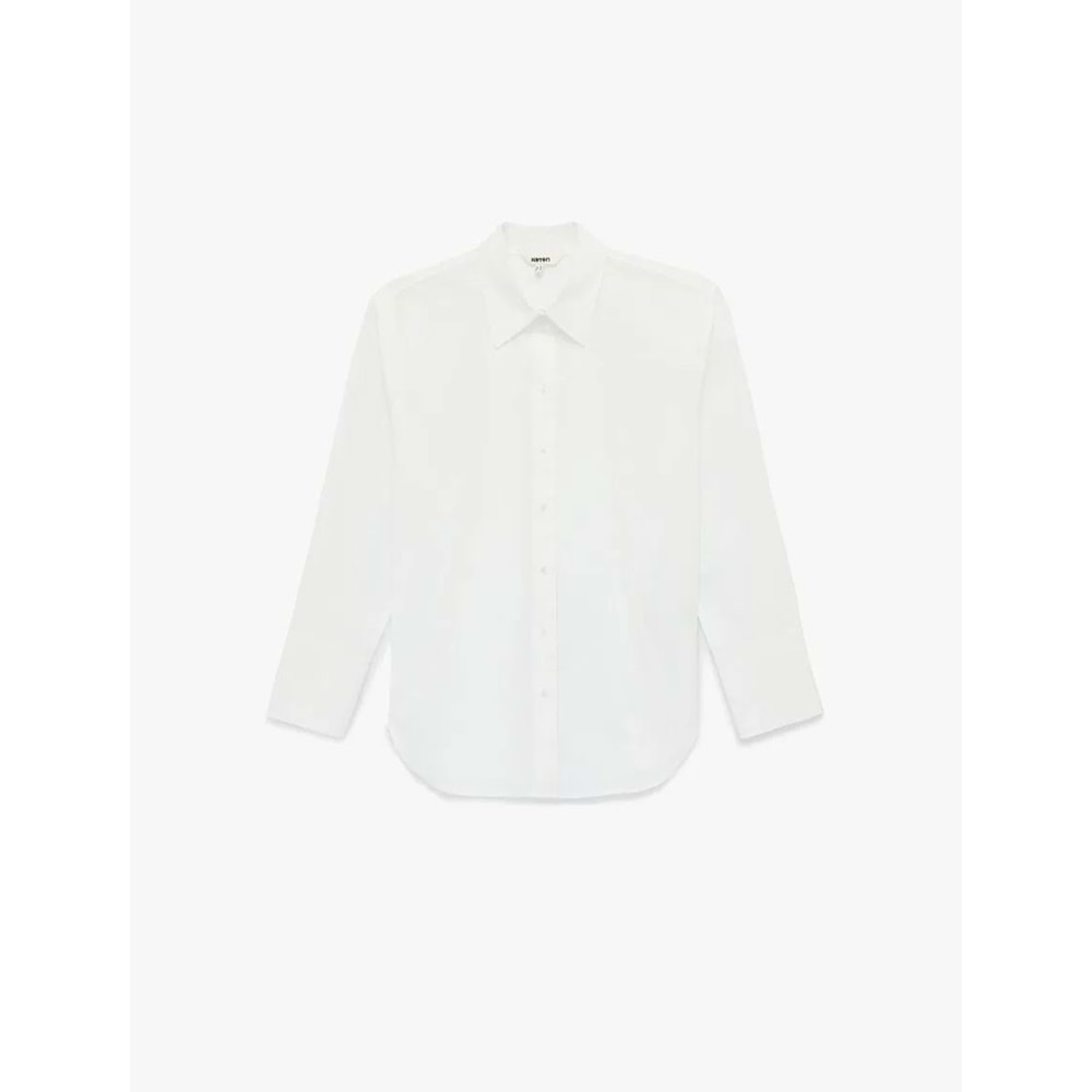 Kadın Giyim Regular Fit Pamuklu Uzun Kollu Poplin Gömlek - KOTON - 6SAK60117PW - BEYAZ - 34