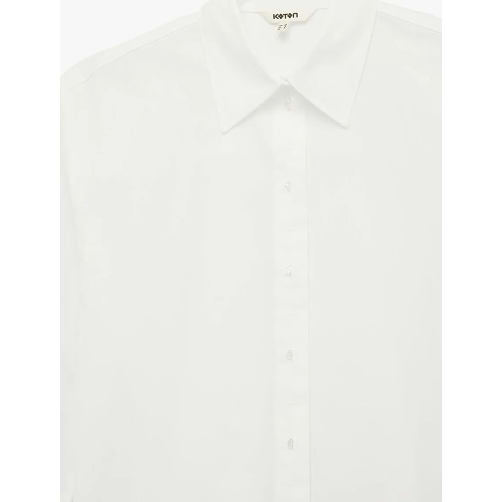 Kadın Giyim Regular Fit Pamuklu Uzun Kollu Poplin Gömlek - KOTON - 6SAK60117PW - BEYAZ - 34