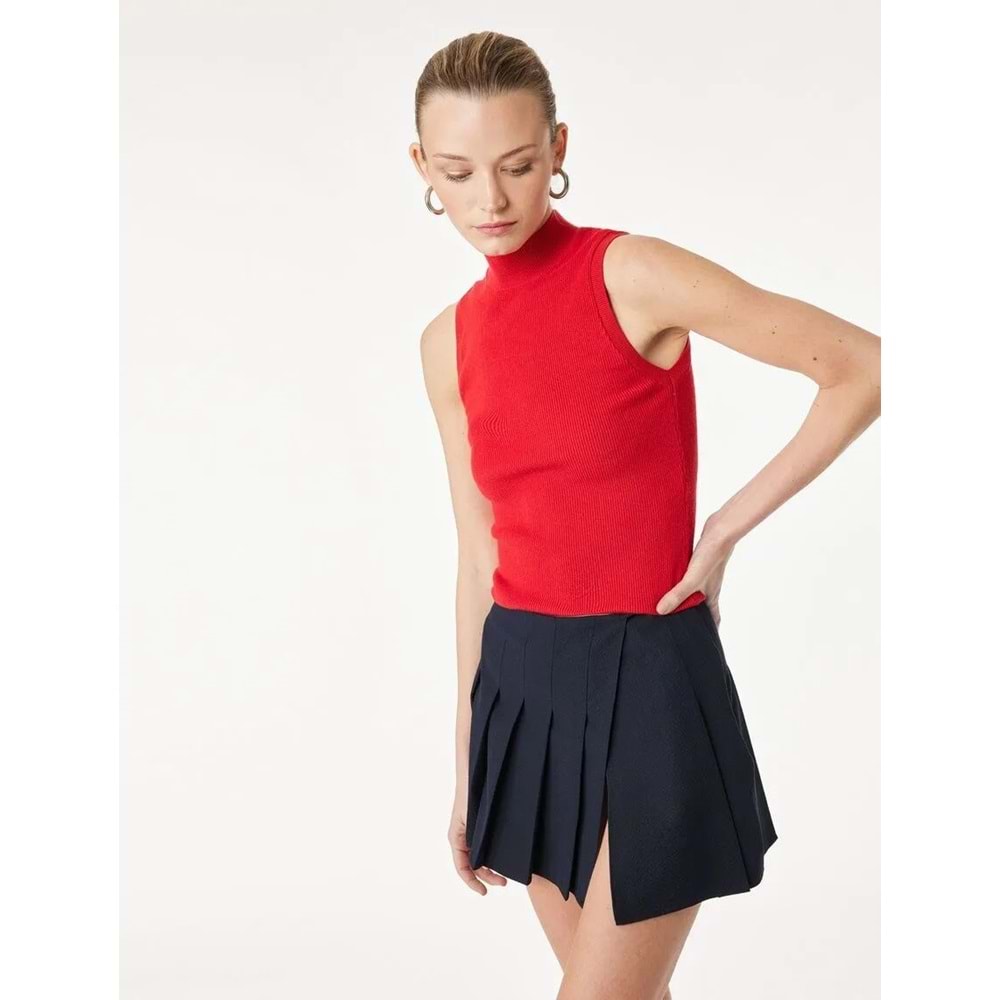 Kadın Giyim Viskon Karışımlı Kalın Piliseli Mini Etek - KOTON - 6SAK70023EW - LACİVERT - 36