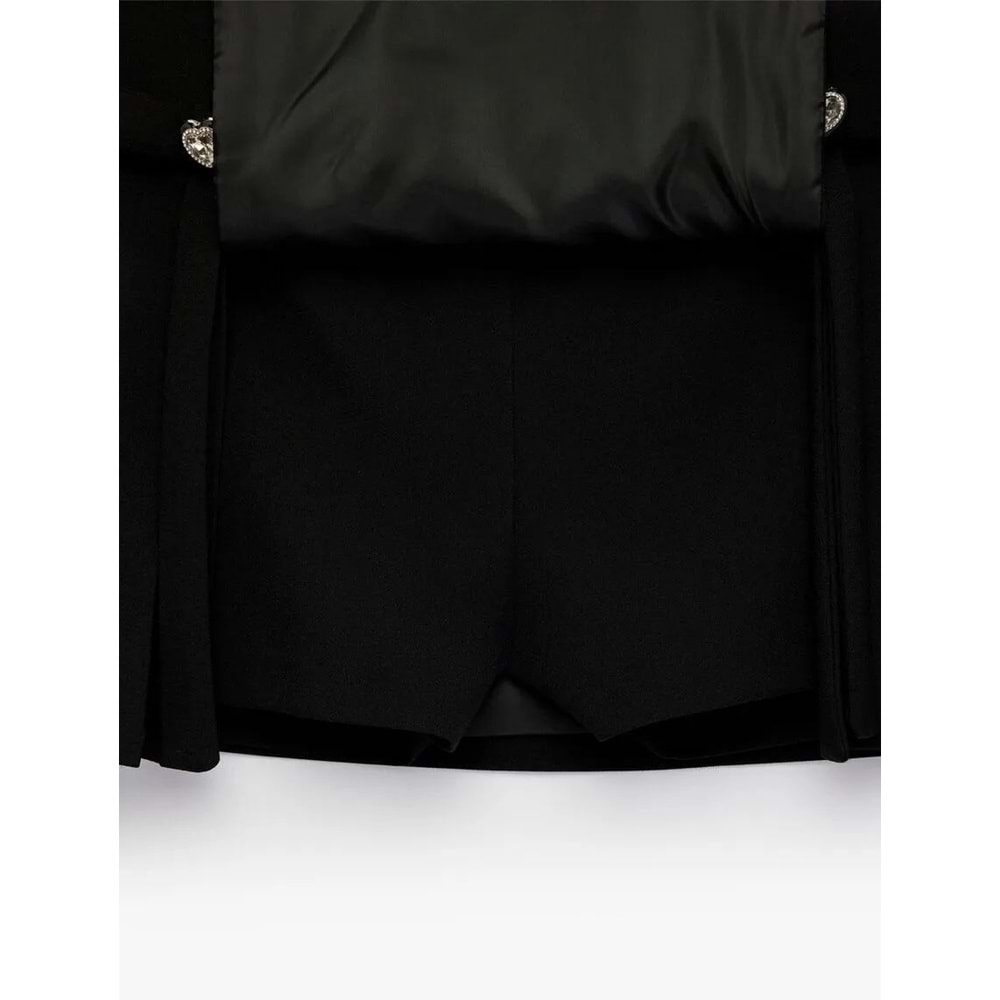 Kadın Giyim Kalpli Mücevher Düğme Detaylı Fiyonklu Şortlu Mini Etek - KOTON - 6SAK70068PW - SİYAH - 36