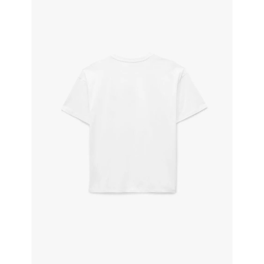 Kadın Giyim Pamuklu Kısa Kollu Bisiklet Yaka Ördek Nakışlı Oversize Tişört - KOTON - 6SAL10072IK - EKRU - L