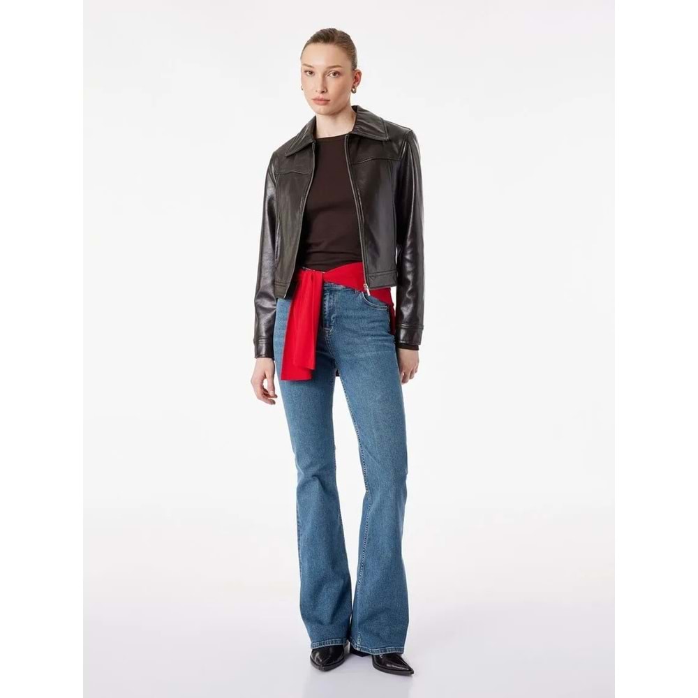 Kadın Giyim İspanyol Paça Denim Pantolon - Flare Jeans - KOTON - 6SAL40156MD - GREEN CAST - 27/32