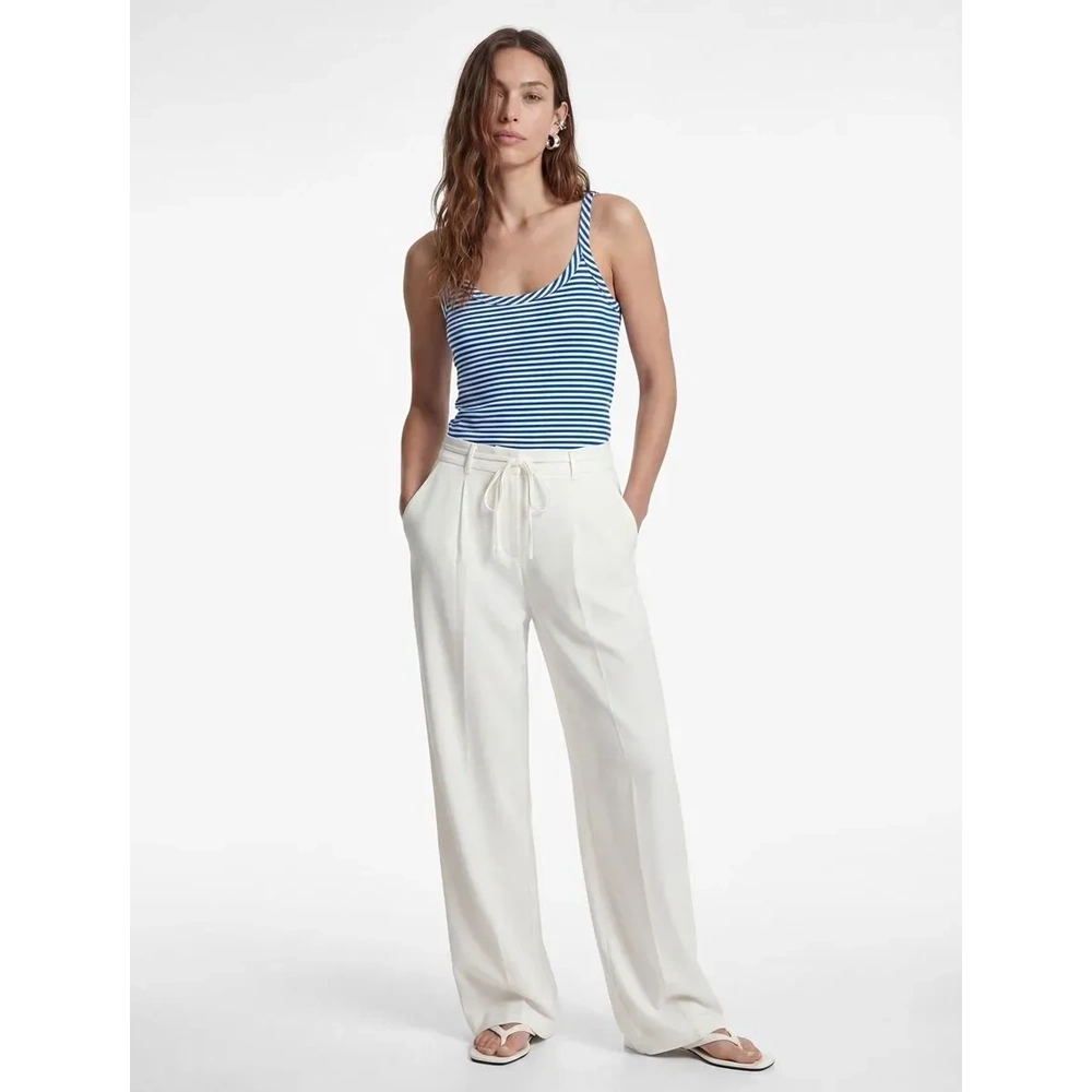 Slim Fit U Yaka Askılı Çizgili Atlet 6SAK10038PK - KOTON - MAVİ ÇİZGİLİ - L
