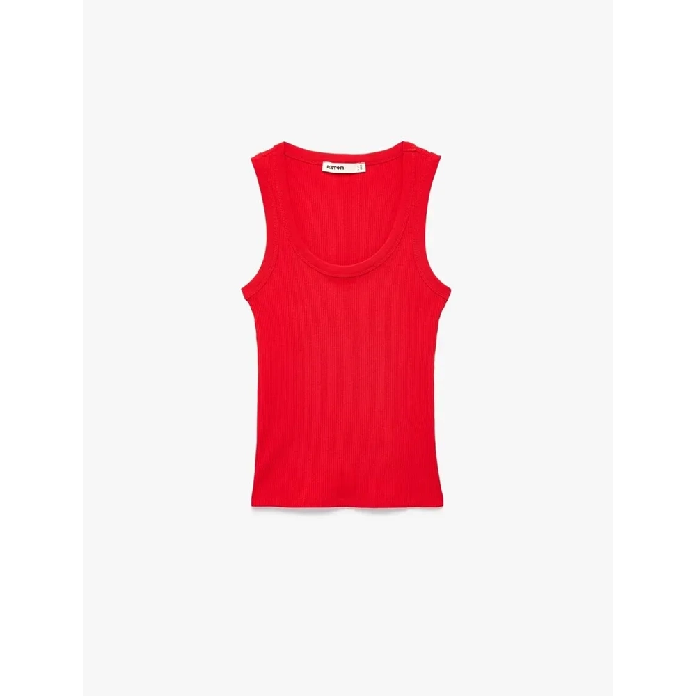 Pamuklu U Yaka Slim Fit Atlet 6SAK10269EK - KOTON - KIRMIZI - XL