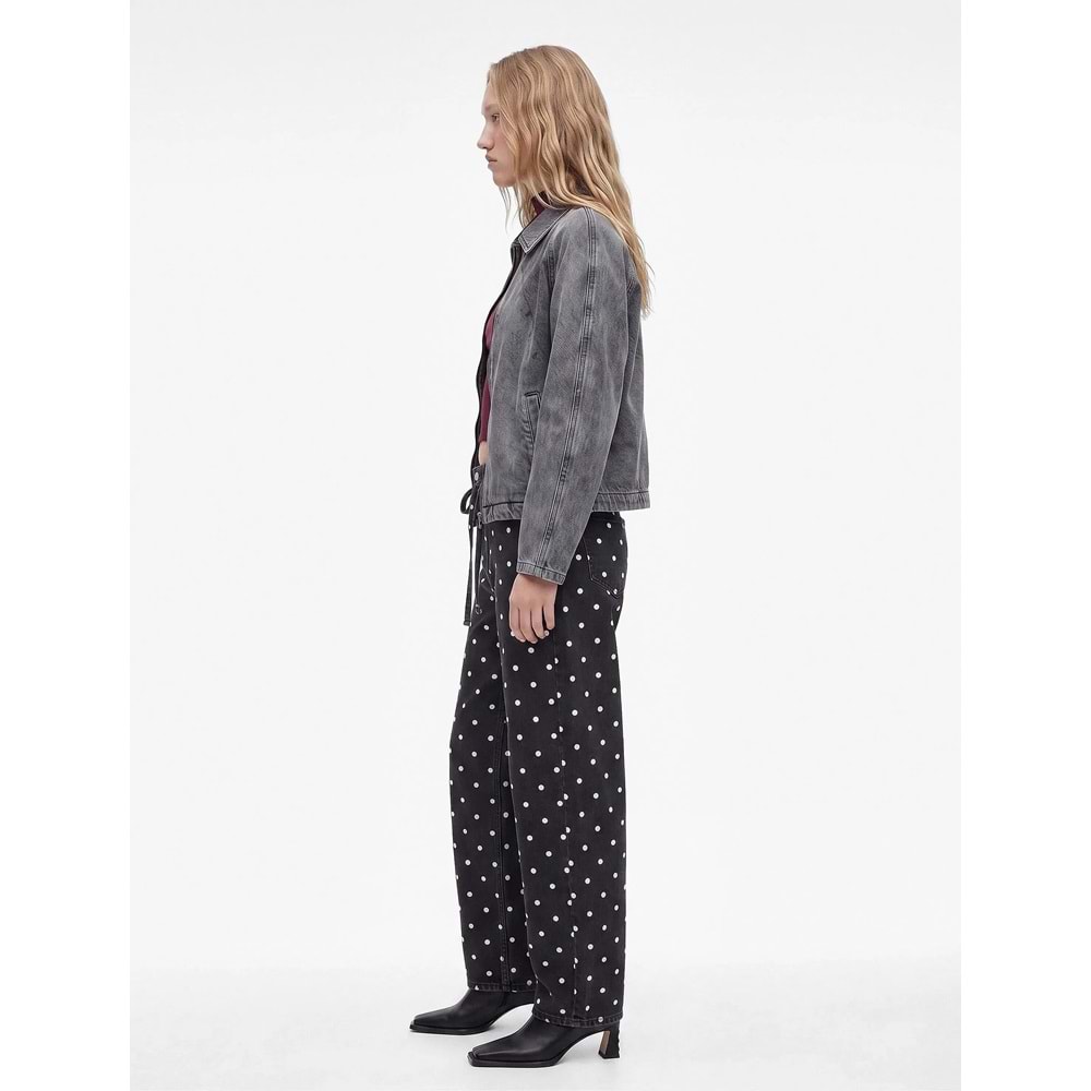 Puantiye Desenli Barrel Pantolon - Barrel Jeans 7WAL40070MW - KOTON - EKRU DESENLİ - 34