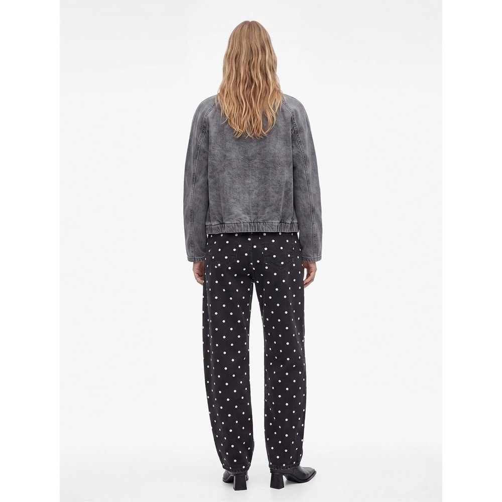 Puantiye Desenli Barrel Pantolon - Barrel Jeans 7WAL40070MW - KOTON - EKRU DESENLİ - 34
