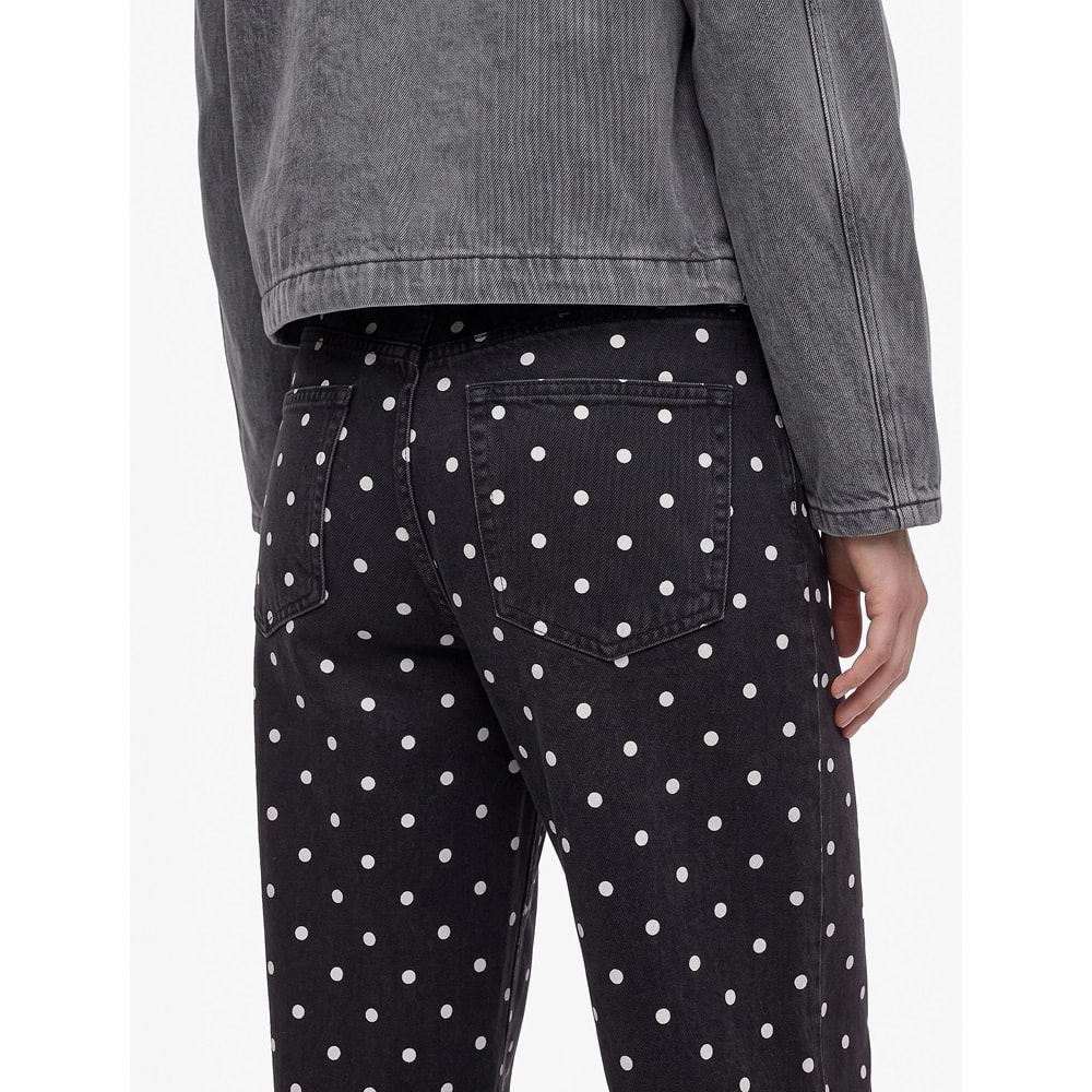 Puantiye Desenli Barrel Pantolon - Barrel Jeans 7WAL40070MW - KOTON - EKRU DESENLİ - 34