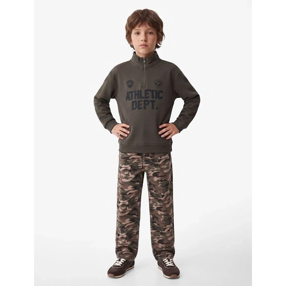 Yarım Fermuarlı Dik Yaka Sweatshirt 7WKB10297TK - KOTON - GRİ - 13-14