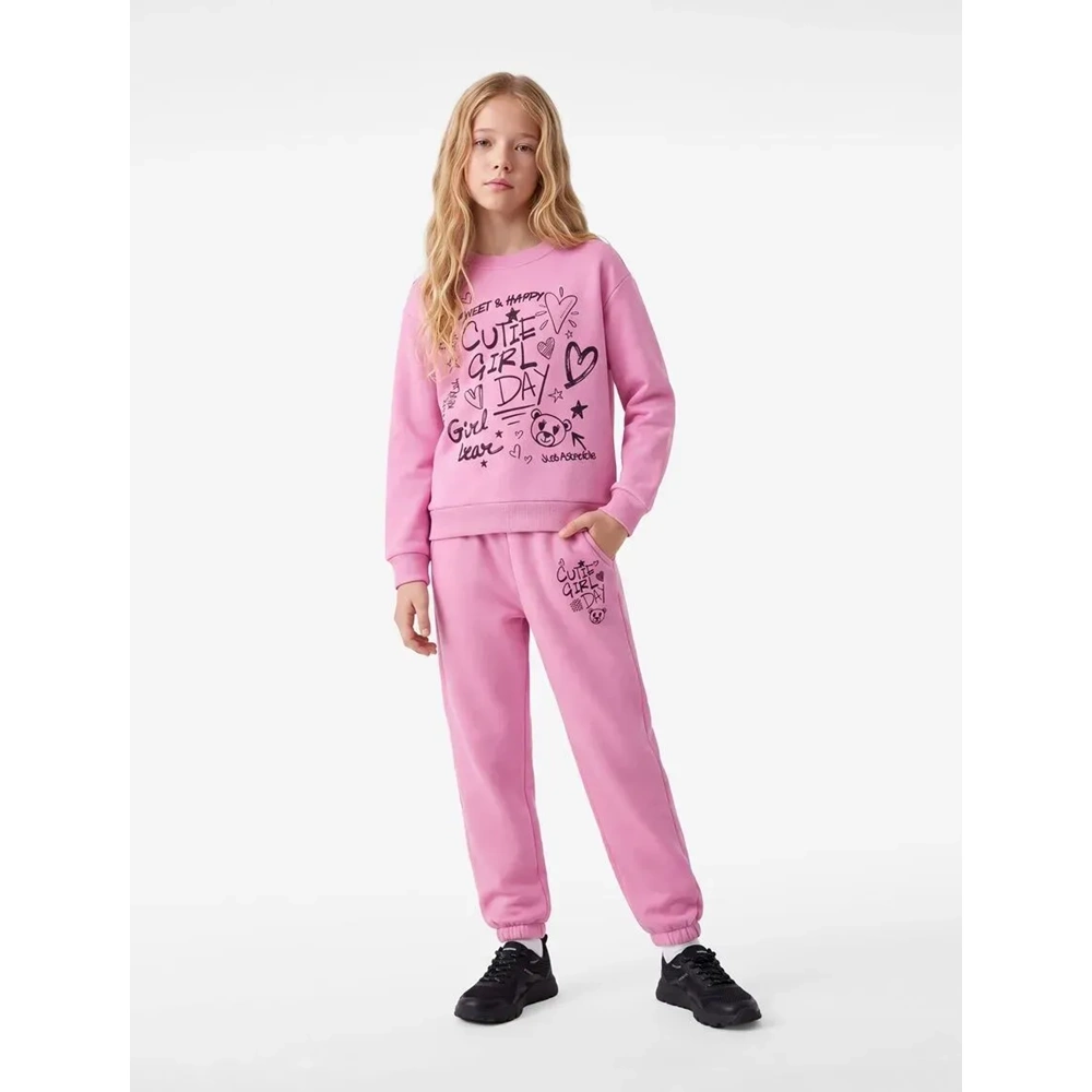 Kız Çocuk Pamuklu Loose Fit Denim Pantolon 7WKG40025AK - KOTON - PEMBE - 7-8
