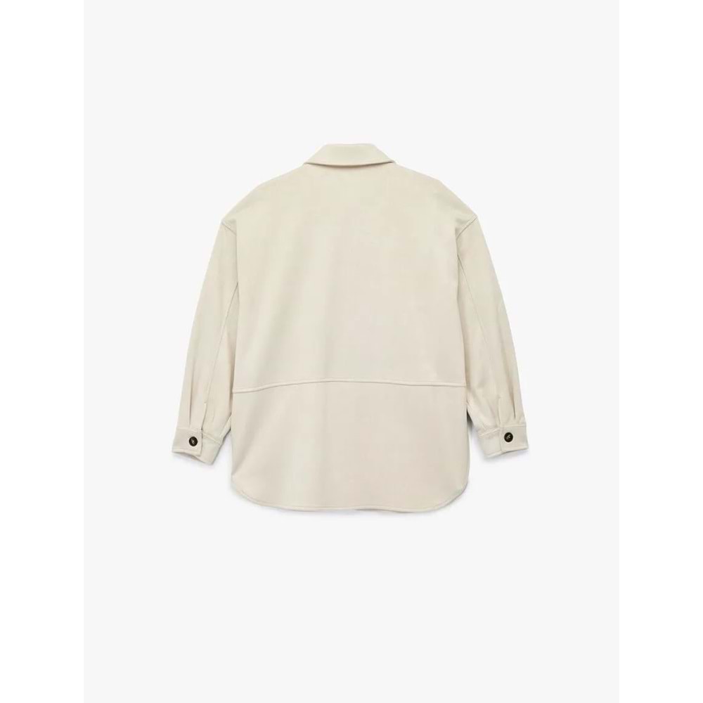 Kadın Giyim Kruvaze Uzun Kollu Düğmeli Suni Süet Gömlek Ceket - KOTON - 6WAK20204EW - Taş - 34