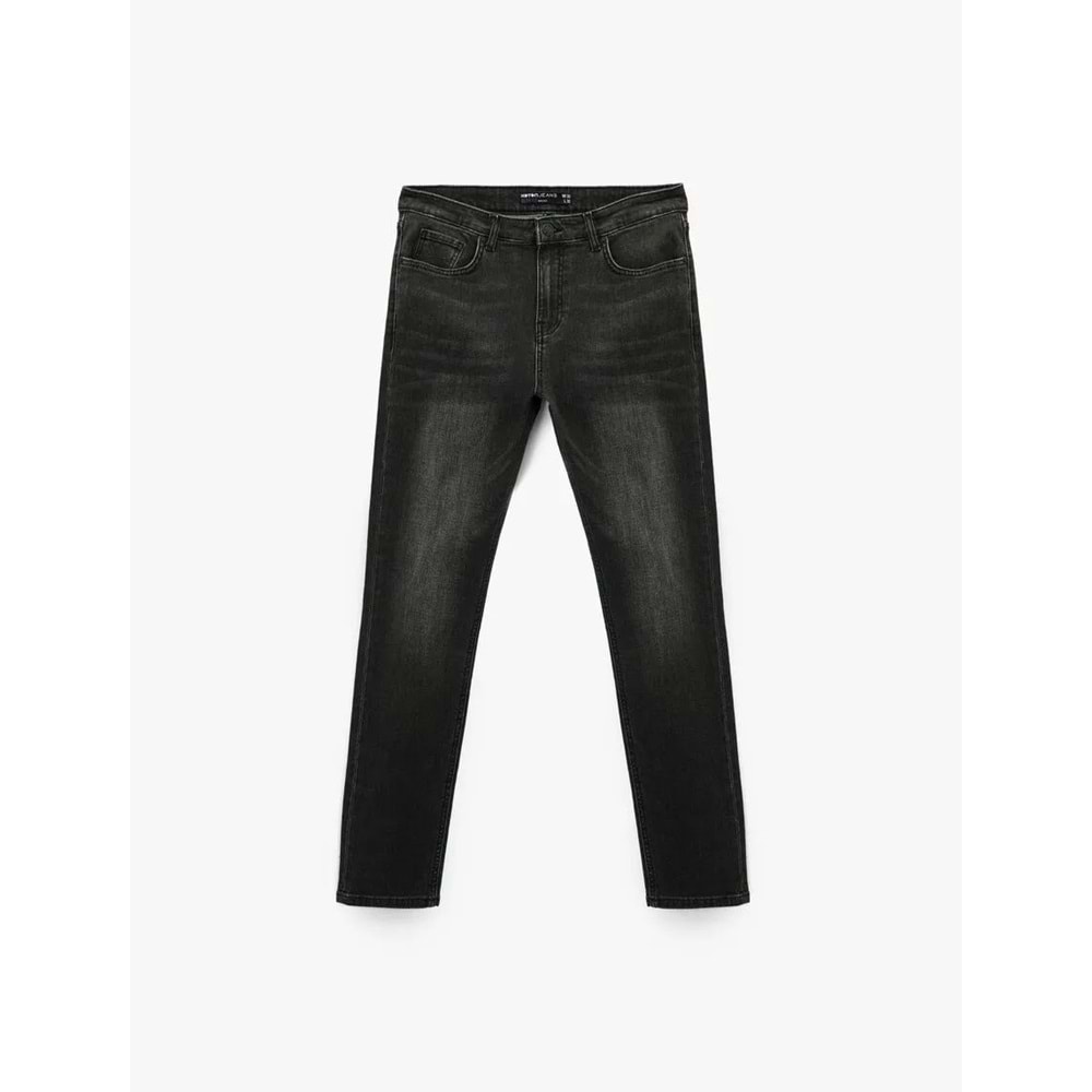 Erkek Giyim Slim Fit Cepli Jean Pantolon - Slim Fit Bread Jeans - KOTON - 6WAM40019ID - SİYAH - 32/30