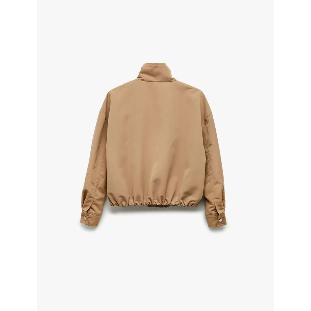 Kadın Giyim Uzun Kollu Dik Yaka Oversize Bomber Ceket - KOTON - 6WAL20137IW - BEJ - 36