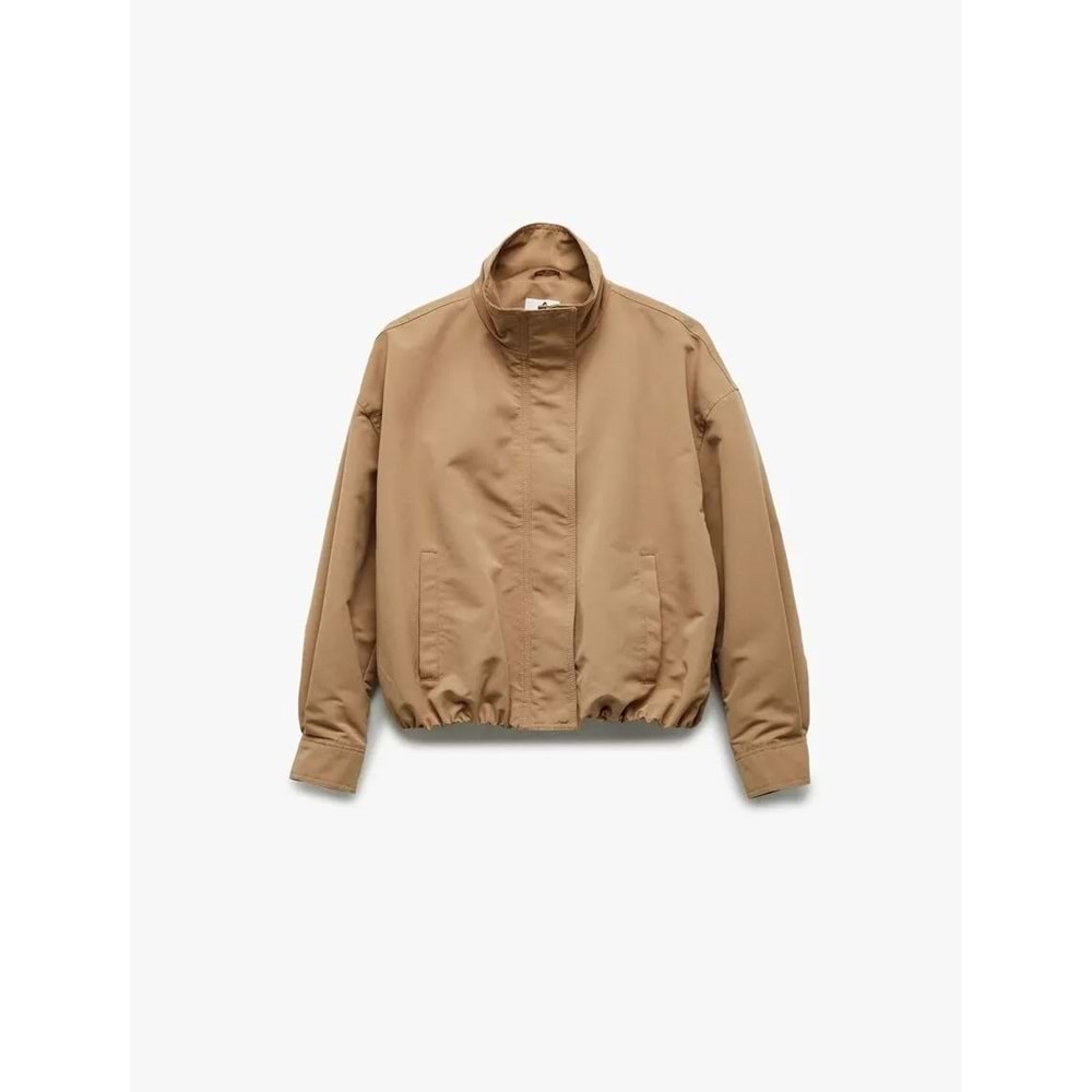 Kadın Giyim Uzun Kollu Dik Yaka Oversize Bomber Ceket - KOTON - 6WAL20137IW - BEJ - 36