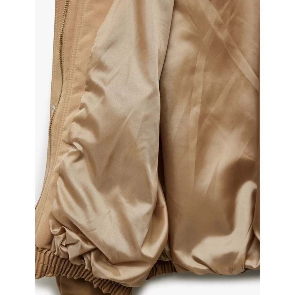 Kadın Giyim Uzun Kollu Dik Yaka Oversize Bomber Ceket - KOTON - 6WAL20137IW - BEJ - 36
