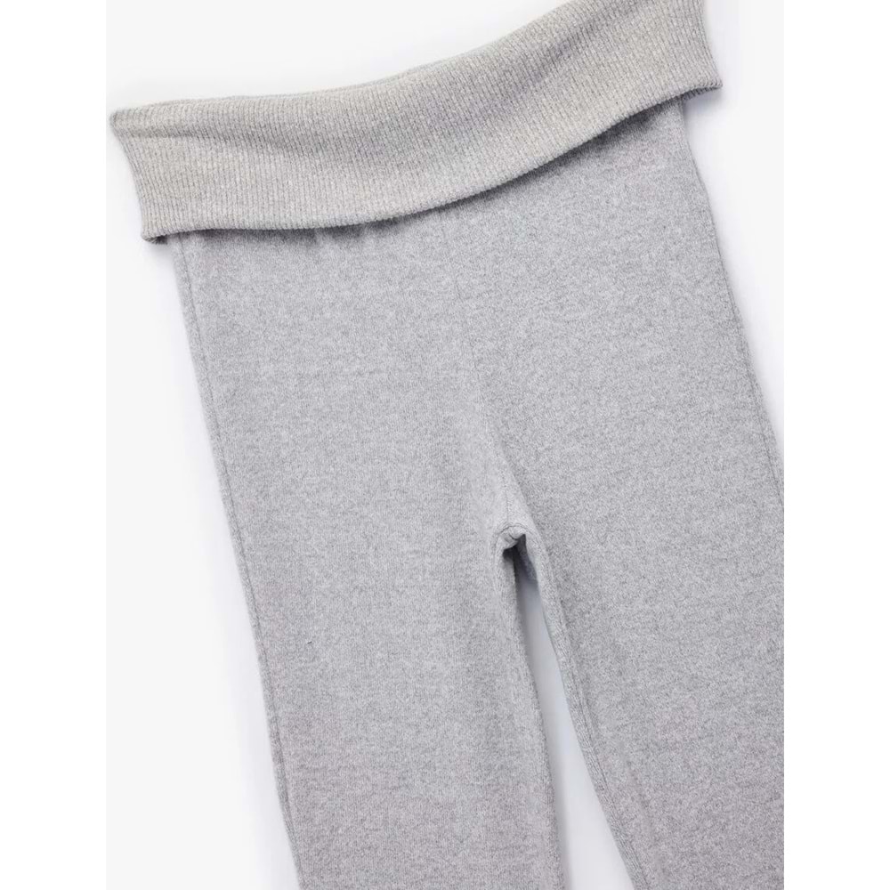 Kadın Giyim Viskon Karışımlı Yüksek Bel İspanyol Paça Tayt Pantolon - KOTON - 6WAL40029IK - GRİ - L