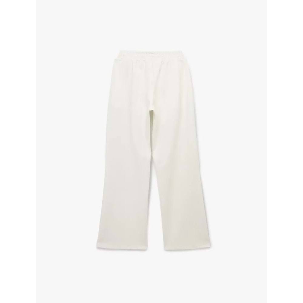 Kadın Giyim Pamuklu Şardonlu Biyeli Baskılı Beli Lastikli Geniş Paça Eşofman Altı - KOTON - 6WAL40045IK - EKRU - M