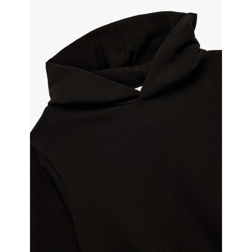 Kadın Giyim Üç İplik Uzun Kollu Kapüşonlu Basic Sweatshirt - KOTON - 6WAK10032EK - SİYAH - L