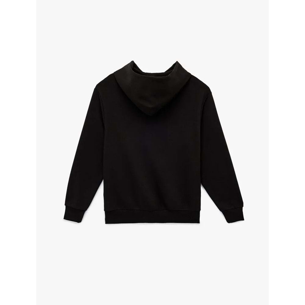 Kadın Giyim Üç İplik Uzun Kollu Kapüşonlu Basic Sweatshirt - KOTON - 6WAK10032EK - SİYAH - L