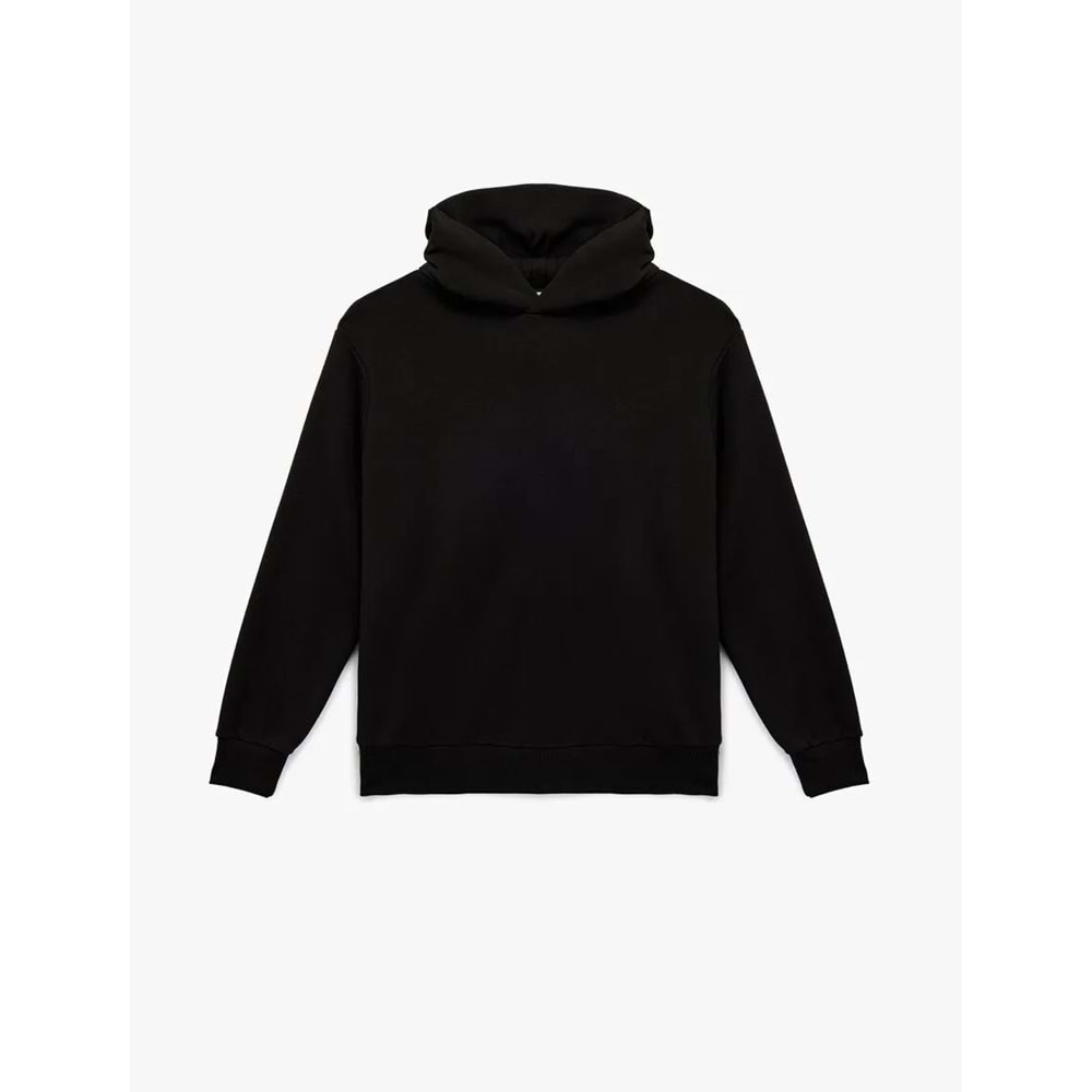 Kadın Giyim Üç İplik Uzun Kollu Kapüşonlu Basic Sweatshirt - KOTON - 6WAK10032EK - SİYAH - L