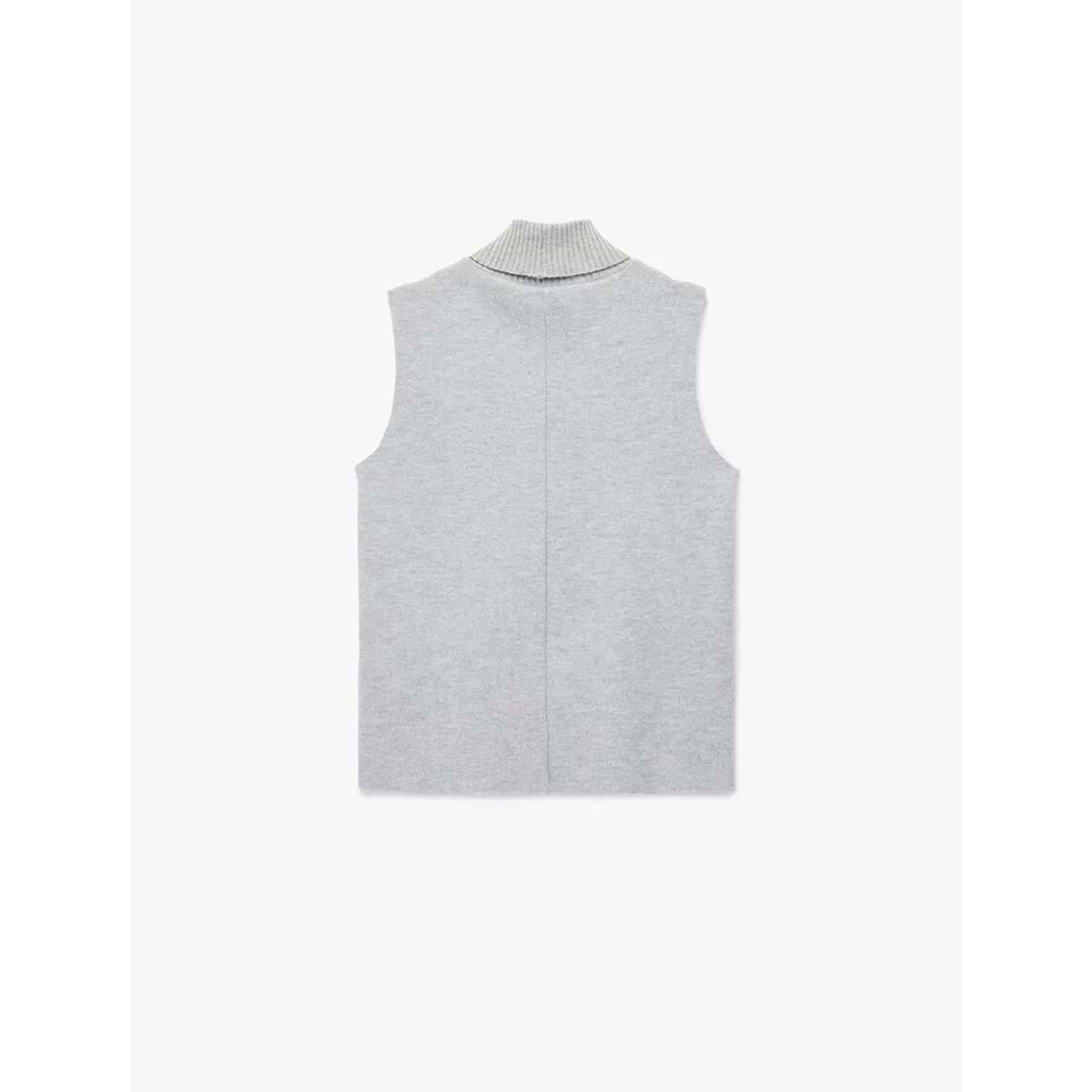 Kadın Giyim Balıkçı Yaka Kolsuz Body - KOTON - 6WAK10094EK - GRİ - L