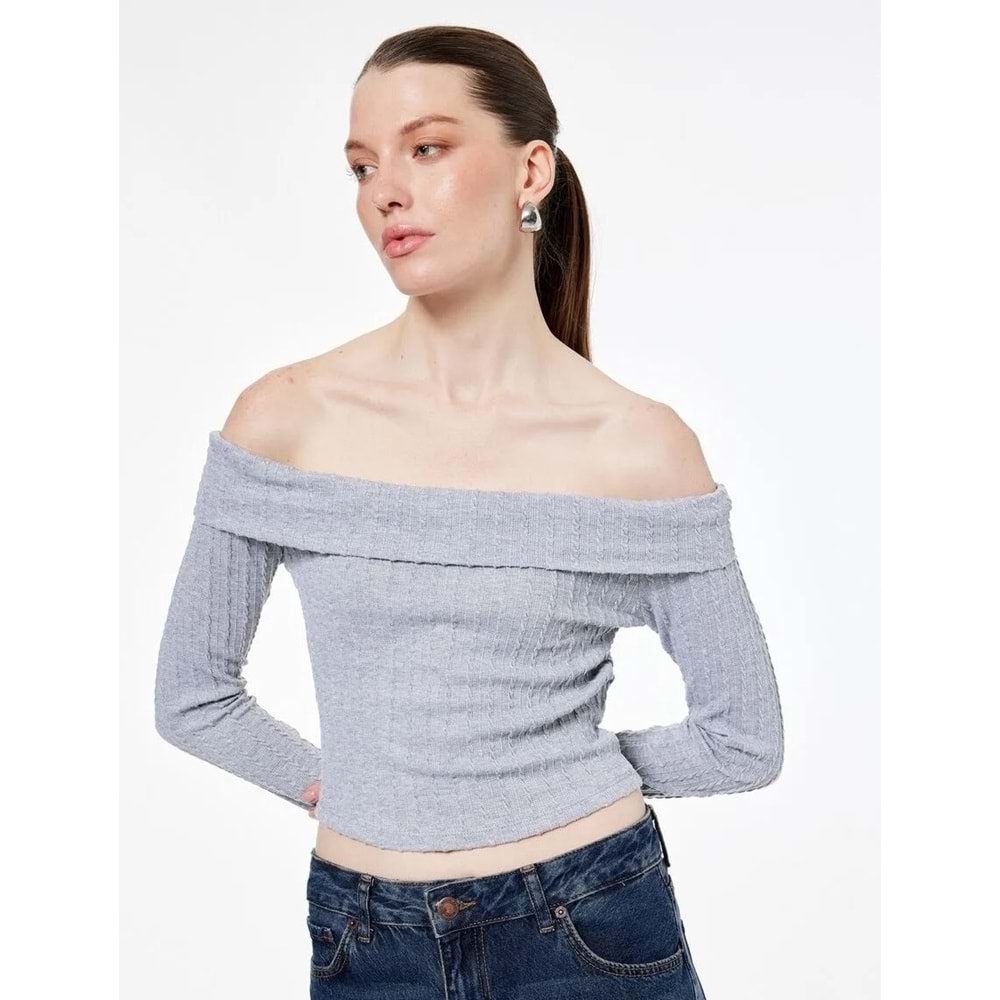 Kadın Giyim Slim Fit Bisiklet Yaka Drapeli Kolsuz Midi Boy Simli Kalem Elbise - KOTON - 6WAK80049EK - GRİ - L