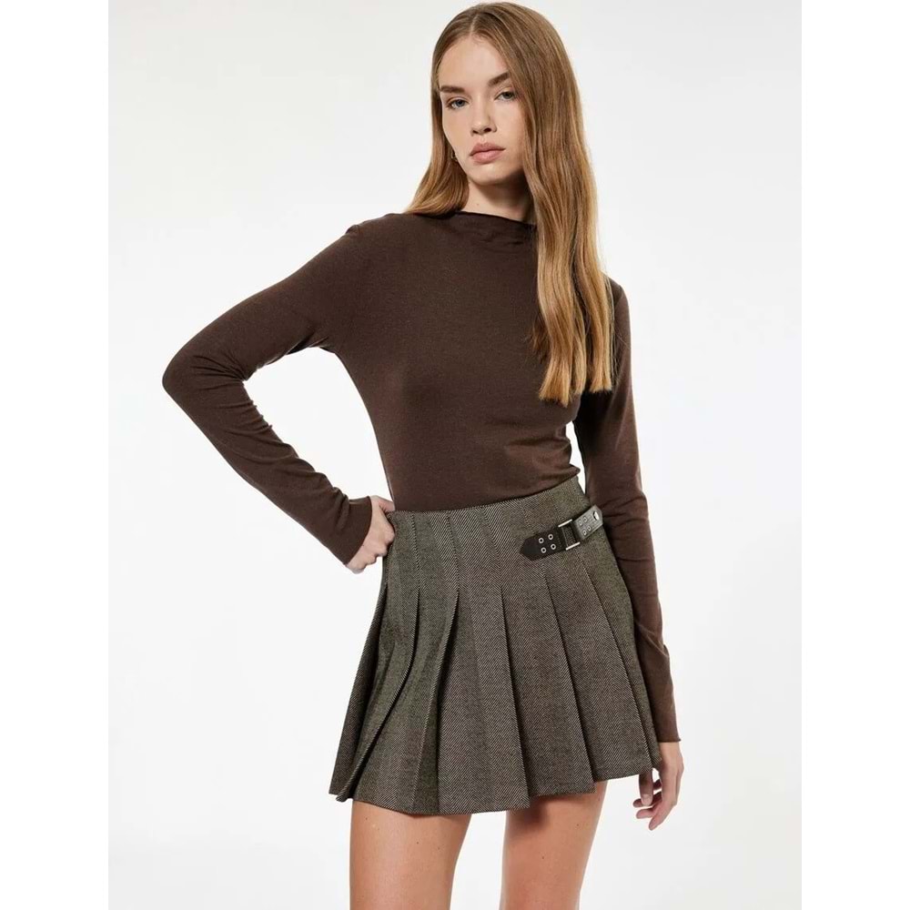 Kadın Giyim Bluz - KOTON - 6WAK80247EK - KAHVERENGİ - XL