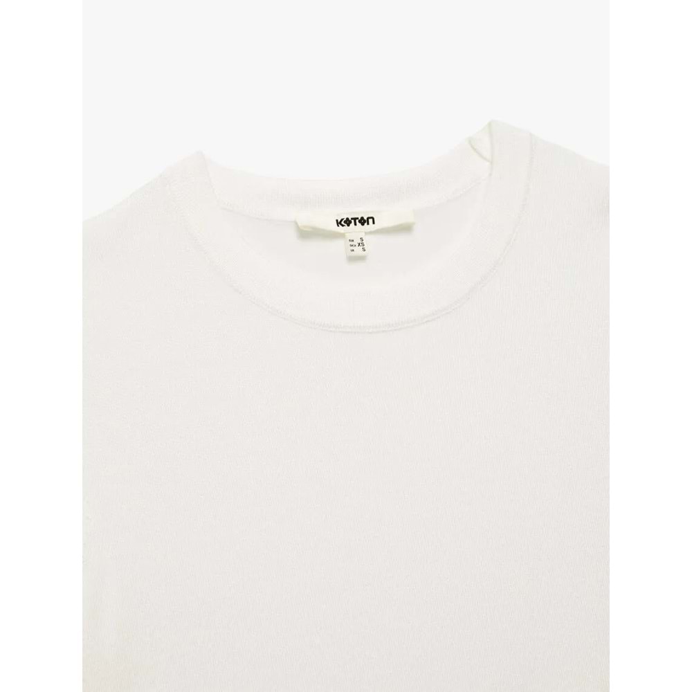 Kadın Giyim Kısa Kollu Bisiklet Yaka Basic Triko Kazak - KOTON - 6WAK90018HT - EKRU - S